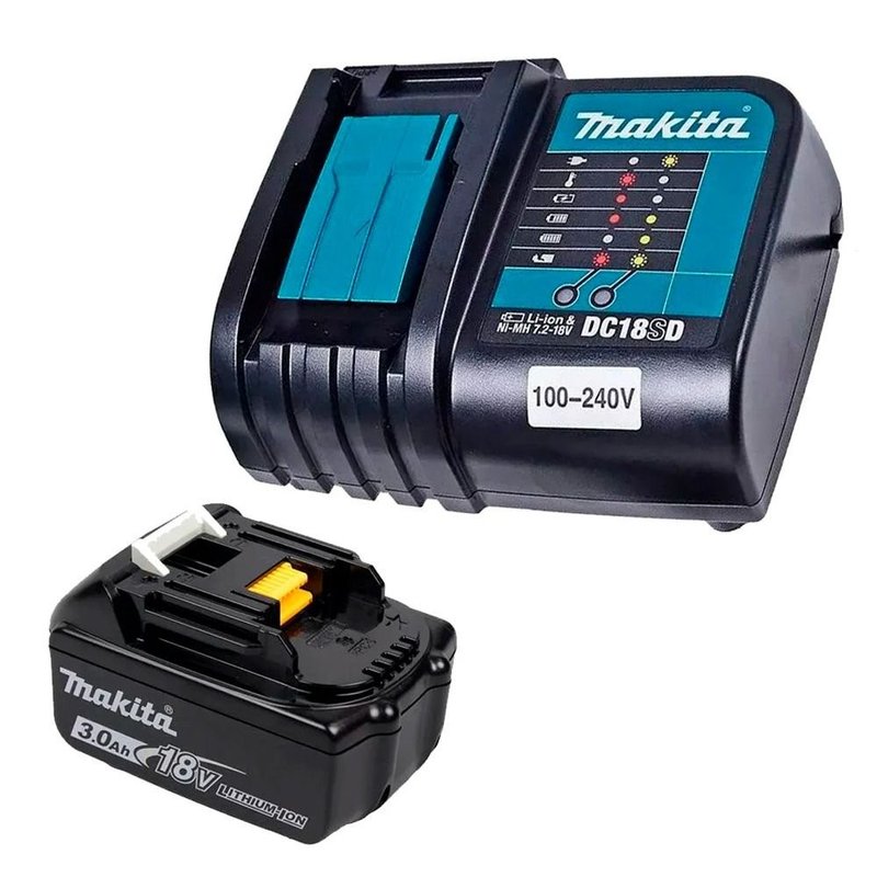 Kit Bateria 18V BL1830B Carregador de Bateria DC18SD Makita