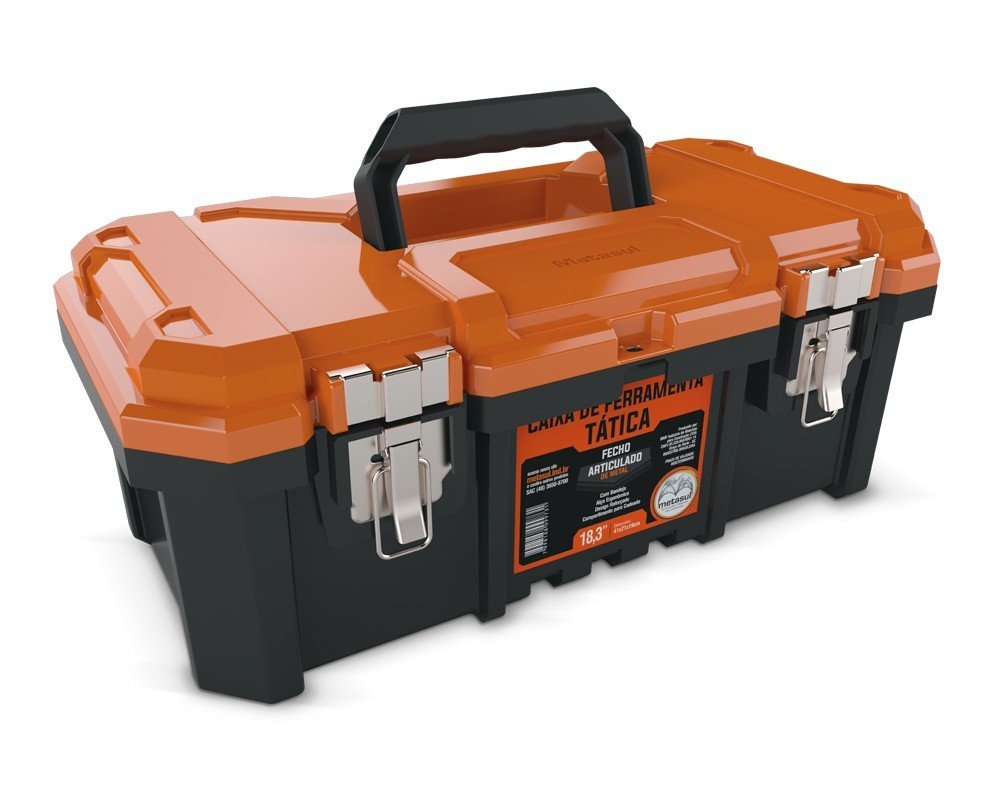 Caixa de Ferramentas 18,3 Pol. Tática Fecho Metálico - Metasul