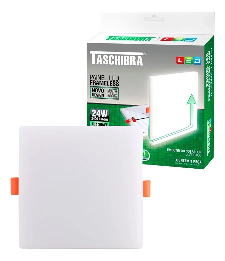 Painel Led Frameless Quadrado 24W 6500K - Taschibra