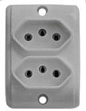 Tomada Externa Dupla 20A 2P+T Cinza 257-3 - Pezzi