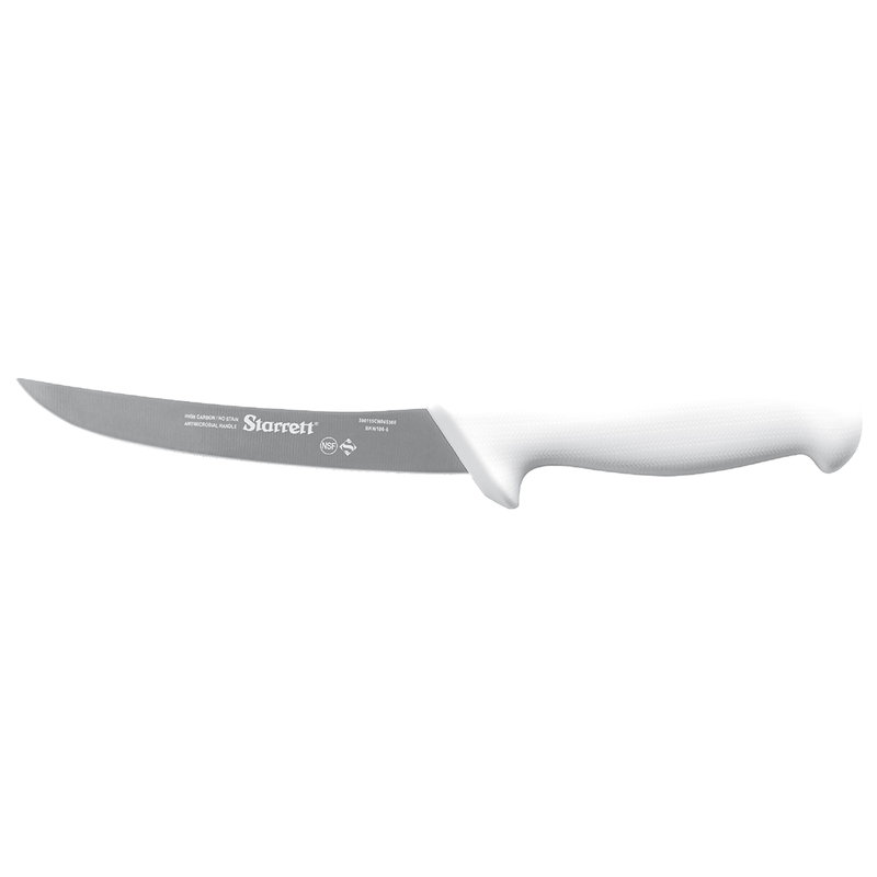 01 faca de desossa lamina curvada estreita 15cm cabo branco bkw106 6 starrett