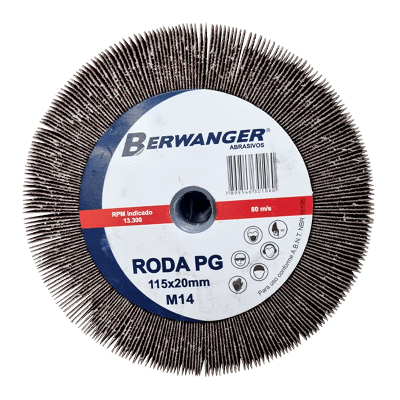 01 roda de lixa pg 115x20mm m14 grao 240 berwanger