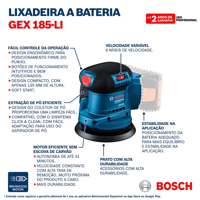 08 lixadeira roto orbital a bateria gex 185 li 18v sb brushless bosch